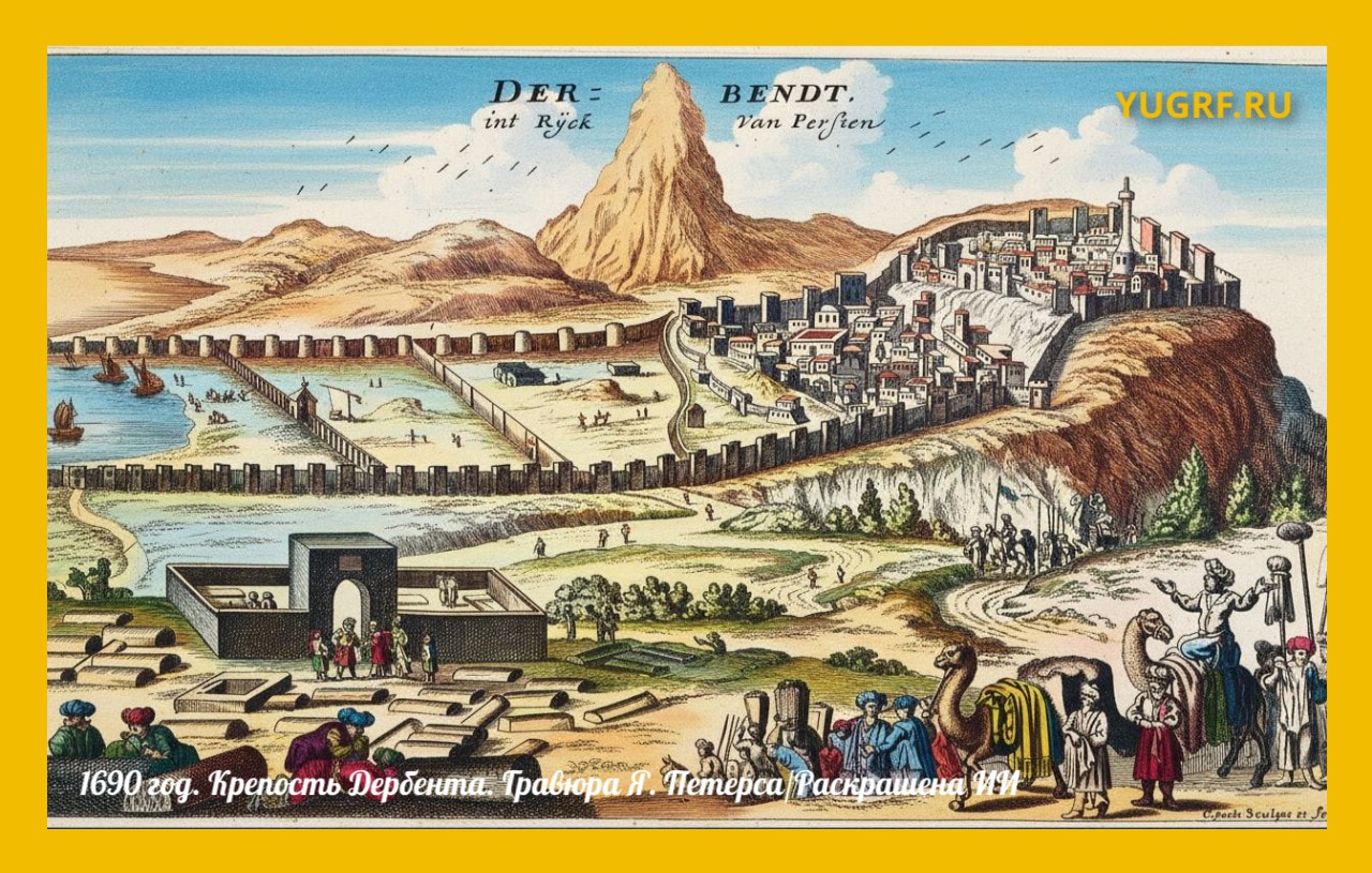 1690 год. Крепость Дербента. Гравюра Я. Петерса 